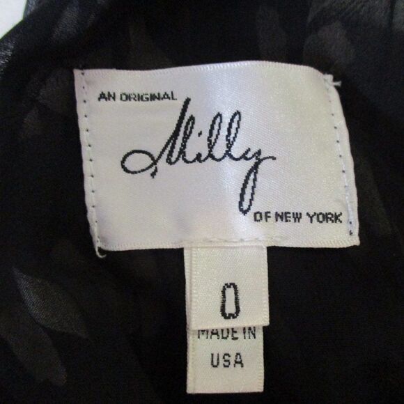 Milly New York Black Tan Silk Top 0 - Picture 5 of 5
